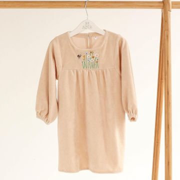 Платье детское ELA Textile&Toys Ukraine Цветы 1,5 - 7 лет Велюр Бежевый EDV001BG 116