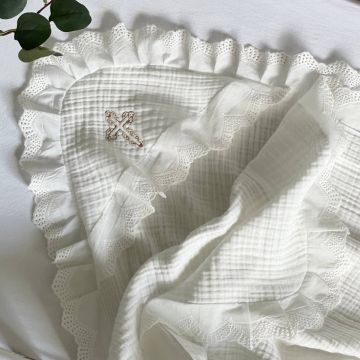 Крижма Маленька Соня Прошва Зигзаг Муслін Білий 80х100 см 342832