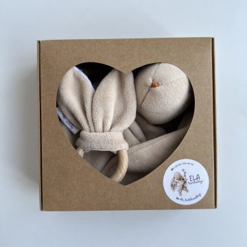 Набір комфортер іграшка для сну та прорізувач ELA Textile&Toys Зайчик Бежевий KT001BEIGE