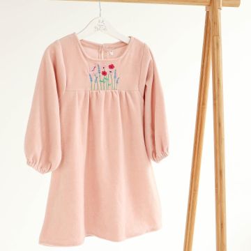 Платье детское ELA Textile&Toys Ukraine Цветы 7 - 9 лет Велюр Розовый EDV002PW 122