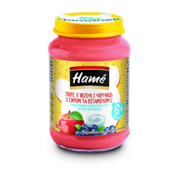 Пюре фруктове Hame яблуко і чорниця з сиром 190 г