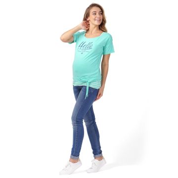 Футболка "Латина" для вагітних ss17, I love mum, ментол/білий M