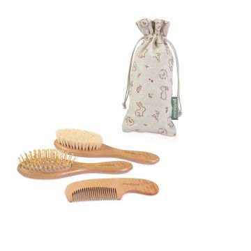 Гребінець для новонароджених Miniland Natur Haircare Bunny Набір 3 шт Бежевий 89339