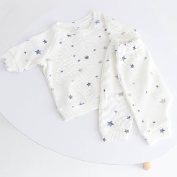 Набор одежды для новорожденных ELA Textile&Toys Звезды 0 - 3 лет Трикотажная вафля Белый/Синий WS001BS 62