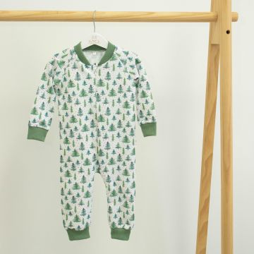 Піжама комбінезон дитяча ELA Textile&Toys Ялинки 1,5 - 3 років Футер Зелений RP002CT 86