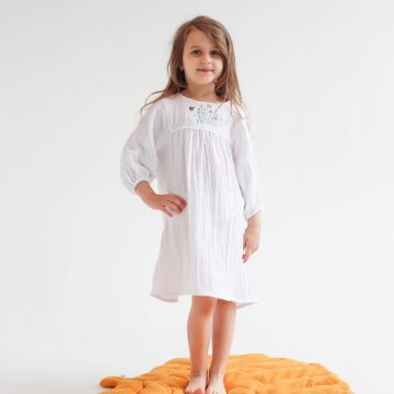 Летнее платье для девочки ELA Textile&Toys Ukraine Цветы 7 - 9 лет Муслин Белый/Желтый/Голубой EDМ001YB 122