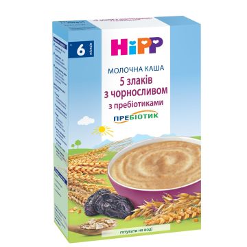 Каша 5 злаків молочна HiPP з чорносливом і пребіотиками 250 г 2918-02