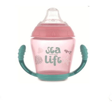 Кружка-непроливайка с мягким силиконовым носиком Canpol babies Sea Life, 230 мл, розовая