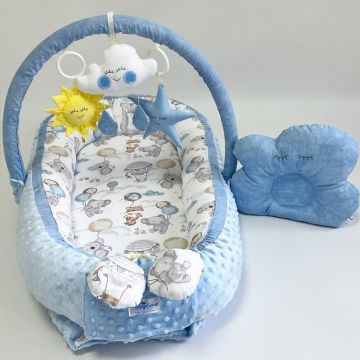 Кокон для немовлят Happy Luna Babynest Plush Plastik bag Блакитний 0241
