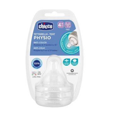 Соска для пляшечки силіконова Chicco Physio 4+ швидкий потік 2шт. 20335.00