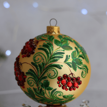 Ялинкова іграшка новорічна куля Santa Shop Калина Золотий 10 см 4820001105247