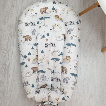 Кокон для немовлят Oh My Kids Soft OMK Light Grey Сатін Білий/Бежовий Кокос 2 см КК-237-ОМК