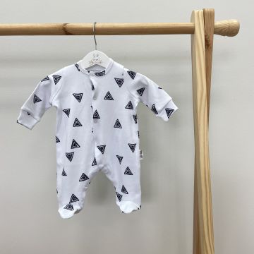 Человечек для новорожденных ELA Textile&Toys Треугольники 0 - 3 лет Интерлок Белый/Серый JS002TA 80