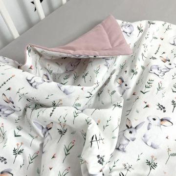 Конверт на выписку Oh My Kids Sweet Bunnies Сатин Пудровый 100х80 см КЛ-020-Х