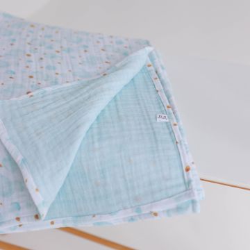 Мусліновий плед для новонароджених ELA Textile&Toys Бульбашки Муслін М'ятний 150х100 см BLM003MT