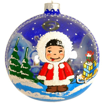 Ялинкова іграшка новорічна куля Santa Shop Ескімос Синій 10 см 7806723194766