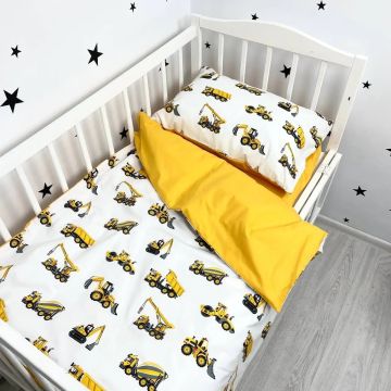 Дитяча постільна білизна Oh My Kids Будівельні машини Ранфорс Жовтий ПБ-110-Х