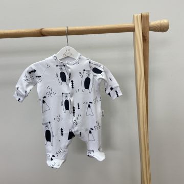 Чоловічок для новонароджених ELA Textile&Toys Ведмедики 0 - 3 років Інтерлок Білий/Чорний JS002BR 80