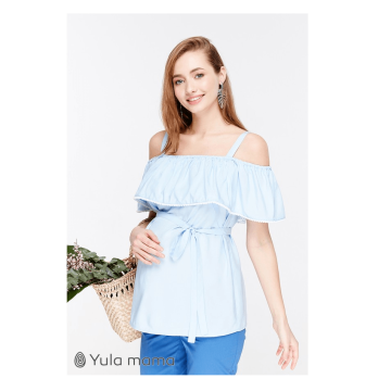 Блузка для беременных и кормящих мам Юла мама, светло-голубая XS
