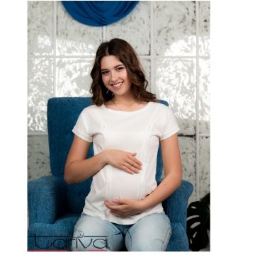 Футболка для майбутніх і годуючих мам Tariva Cotton 00019 молочний XXL
