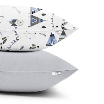 Дитяча наволочка на подушку 2 шт Cosas 40х60 см Сірий/блакитний SetPillow_WigwamDream_Grey_40х60