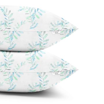 Наволочка на подушку Cosas євро набір 2 шт 50х70 см Білий/М'ятний SetPillow_FoliageMint_50х70