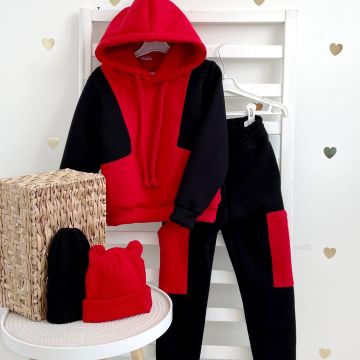 Детский спортивный костюм трехнитка My Little Fish Мозаика 1-2 года Черный/Красный 0797 80