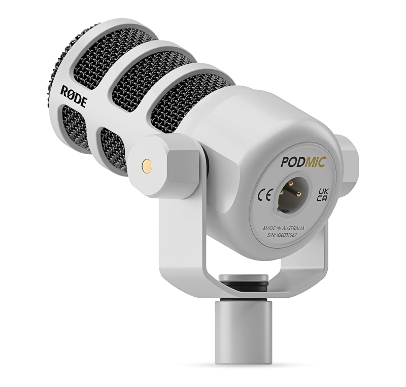 Rode PodMic Cardioid Dynamic Broadcast Microphone - White