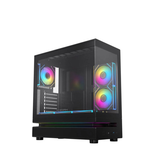 Acegeek Clearion Tempered Glass ATX Gaming Case - Black