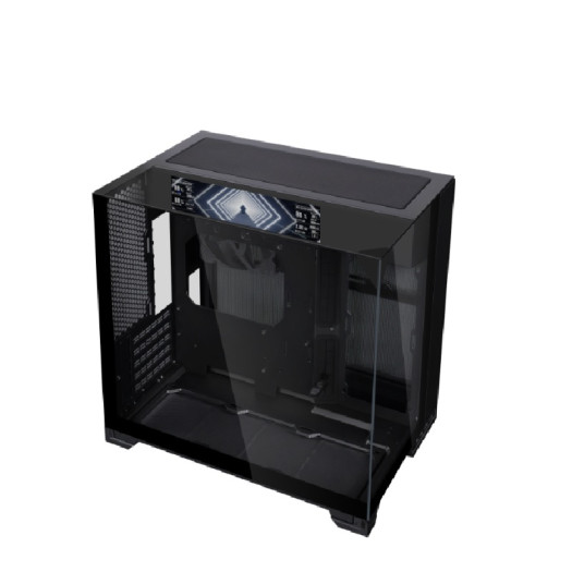 Lian-Li O11 VISION-M Digital M-ATX Computer Case, 9.2" IPS LCD Display, 1x 140mm Pre-Installed Fan, 360mm Radiator Support, 5 Expansion Slot, Removable Bottom Dust Tray, Black | O11VMDX