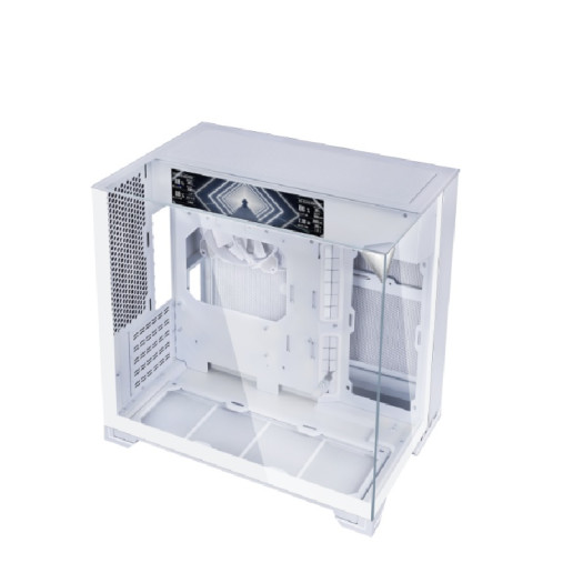 Lian-Li O11 VISION-M Digital Computer Case, 9.2" IPS LCD Display, 1x 140mm Pre-Installed Fan, 360mm Radiator Support, 5 Expansion Slot, Removable Bottom Dust Tray, White | 011VMDW