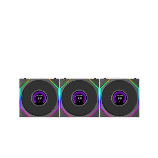 LIAN LI UNI FAN TL FLEX LCD 120MM REVERSE BLADE BLACK (3FANS)