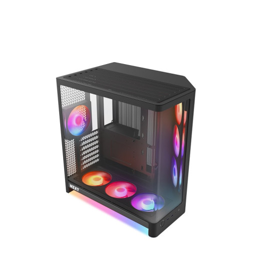 NZXT H6 RGB+ Compact Dual-Chamber ATX Mid-Tower Airflow Case, Support Up to 360mm Radiator, Steel-Tempered Glass Material, Up to 10 Fans, 8-Pin Connector, Rear-Connecting, Black