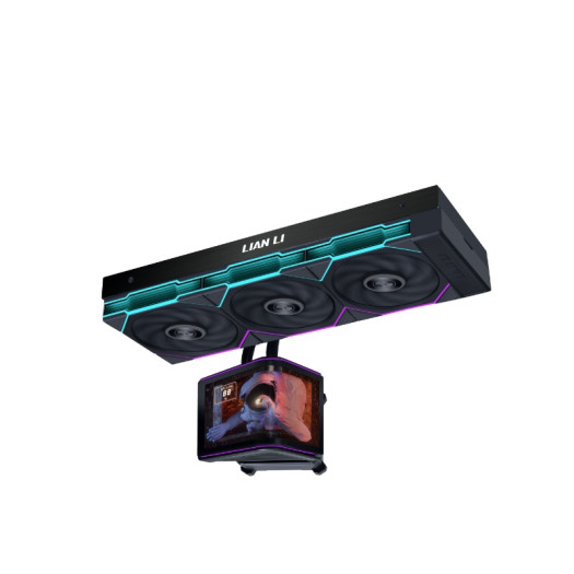 Lian Li Hydroshift II OLED Curved 360TL RGB Liquid CPU Cooler - 360mm AIO - 3x120mm TL Fans - Adjustable 6.67" Screen - 3D Animation Effects - Low Noise - LGA 1851/1700, AMD AM5/4-Black