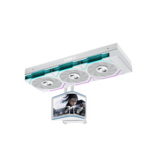 Lian Li Hydroshift II OLED Curved 360TL RGB Liquid CPU Cooler - 360mm AIO - 3x120mm TL Fans - Adjustable 6.67" Screen - 3D Animation Effects - Low Noise - LGA 1851/1700, AMD AM5/4-White