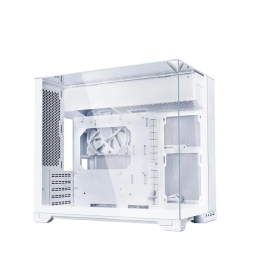 Lian Li O11 Vision-M - mATX Mid Tower PC Case with 140mm Fan - Hidden AIO Design - Triple Tempered Glass Panels - Up to 360mm AIO Support - White (O11VMW)