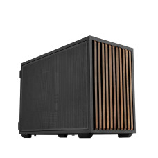 Lian-Li B4-mATX Wood Computer Case, 2x 120mm Pre-installed Fans, Supports 360mm Radiator, 140mm ATX PSU, Steel Wood Material, Magnetic Filter, Black | B4X-WD