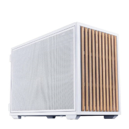 Lian-Li B4-mATX Wood Computer Case, 2x 120mm Pre-installed Fans, Supports 360mm Radiator, 140mm ATX PSU, Steel Wood Material, Magnetic Filter, White | B4W-WD