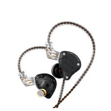 Linsoul KZ ZS10 Pro, 4BA+1DD 5 Driver in Ear Monitor, HiFi Wired Earbuds, Gaming Earbuds, Hybrid IEM Earphones with Stainless Steel Faceplate, Detachable Cable for Musician(With Mic,Stone Black)