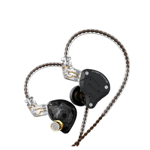 Linsoul KZ ZS10 Pro, 4BA+1DD 5 Driver in Ear Monitor, HiFi Wired Earbuds, Gaming Earbuds, Hybrid IEM Earphones with Stainless Steel Faceplate, Detachable Cable for Musician(With Mic,Stone Black)