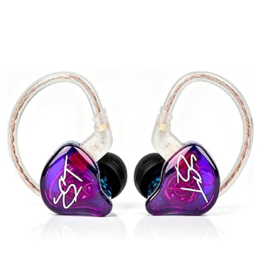 YINYOO KZ-ZST Hybrid Balance Armature with Dynamic Ear Earphone 1BA+1DD HiFi Headset KZ in Ear Monitor Headphone Wired Earbuds IEM Earphone Gaming Ear Buds (Purple/zst Without Microphone)