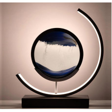 Sands of Time Lamp, Minimalist Lamp for Desk Top with Built-in Lights and Moving Sand Art, Modern Quicksand Decor Lamp for Bedroom, Living Room, and More, Black Frame and Blue Sand