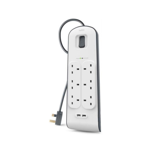 Belkin Surge Protector 6 Outlet 2 USB 2.4A, BL-SRG-6OT-2USBUK 