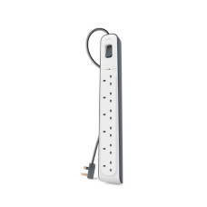 Belkin 6 Outlet Surge Protection Strip with 2 Meter Power Cord - White - BL-SRG-6OT-2M-UK