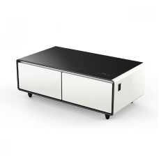 YMDA Smart Table with Fridge/Digital Music Player/USB Port for Living Room (110-230V), White/black, 129.5 X 70.5 X 46 CM - TB-135