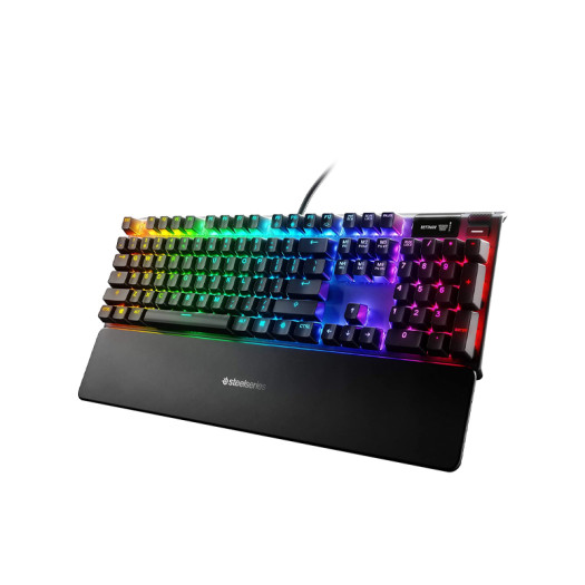 SteelSeries Apex 7 Mechanical Gaming Keyboard – OLED Smart Display – USB Passthrough and Media Controls – Linear and Quiet – RGB Backlit (Red Switch)