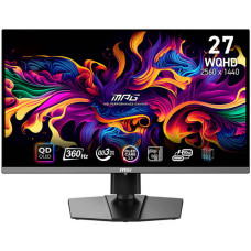 MSI MPG 271QRX QD-OLED, 27 OLED Gaming Monitor, 2560 x 1440 (QHD), 0.03ms Response time, 360Hz, True Black HDR 400, HDMI, DP Port, USB Type C, Tilt, Height, Black