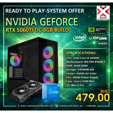 READY TO PLAY SYSTEM - RTX 5060 TI Build 8GB OC, INTEL I5 14400F,MSI B760M-P, 16GB DDR4 RAM, 1TB NVMe SSD,AG300 AIR Cooler, 600W Power Supply, LIAN LI V100 MINI case, RTP # 4659