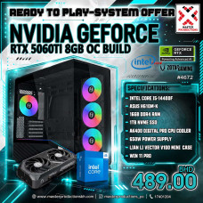 READY TO PLAY SYSTEM - RTX 5060TI Build 8GB,INTEL I5 14400F,ASUS H610M K 16GB DDR4 RAM, 1TB NVMe SSD, AK400 DIGITAL PRO AIR Cooler, 650W Power Supply, Lian Li Vector V100 Mini case, RTP # 4672