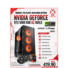 READY TO PLAY SYSTEM - RTX 5060 Build 8GB OC , AMD RYZEN 7 5700X , GIGABYTE B550M K , 16GB DDR4 RAM , 512GB NVMe SSD, AIR Cooler, 600W Power Supply, COUGAR AIRFACE PURE case, RTP # 4854